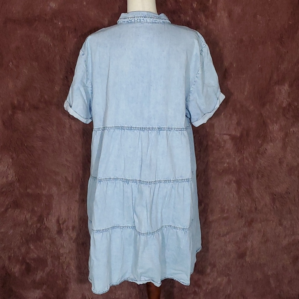 Denim Button Down Washed Blue Dress - Picture 5 of 7